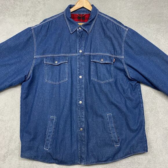 Craftsman Jacket Mens 2XL Blue Heavy Denim Canvas Work Barn Chore Flannel Lined - Picture 1 of 12